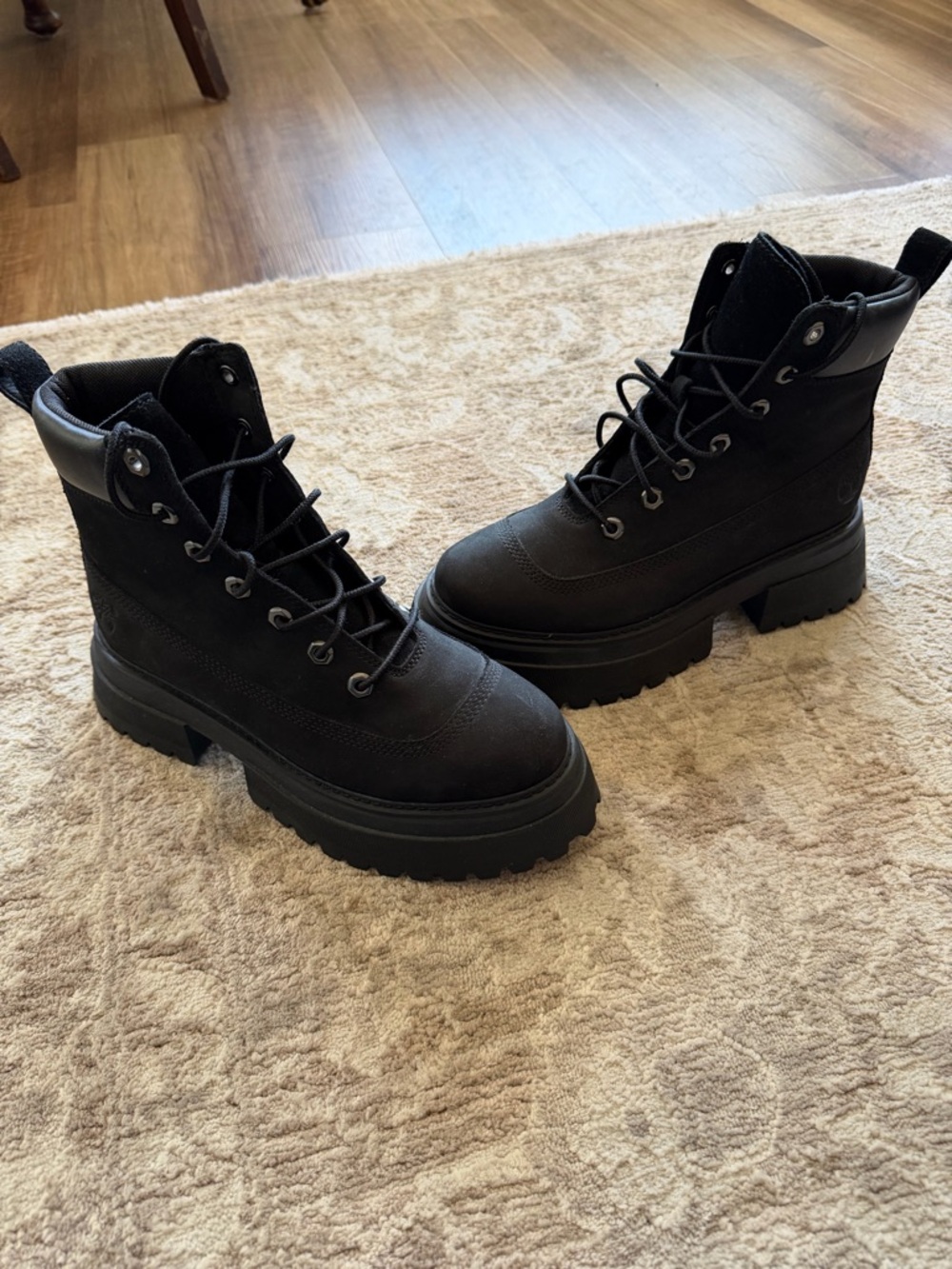 Women's Black Timberland Platform Boots - Picture 2 of 13